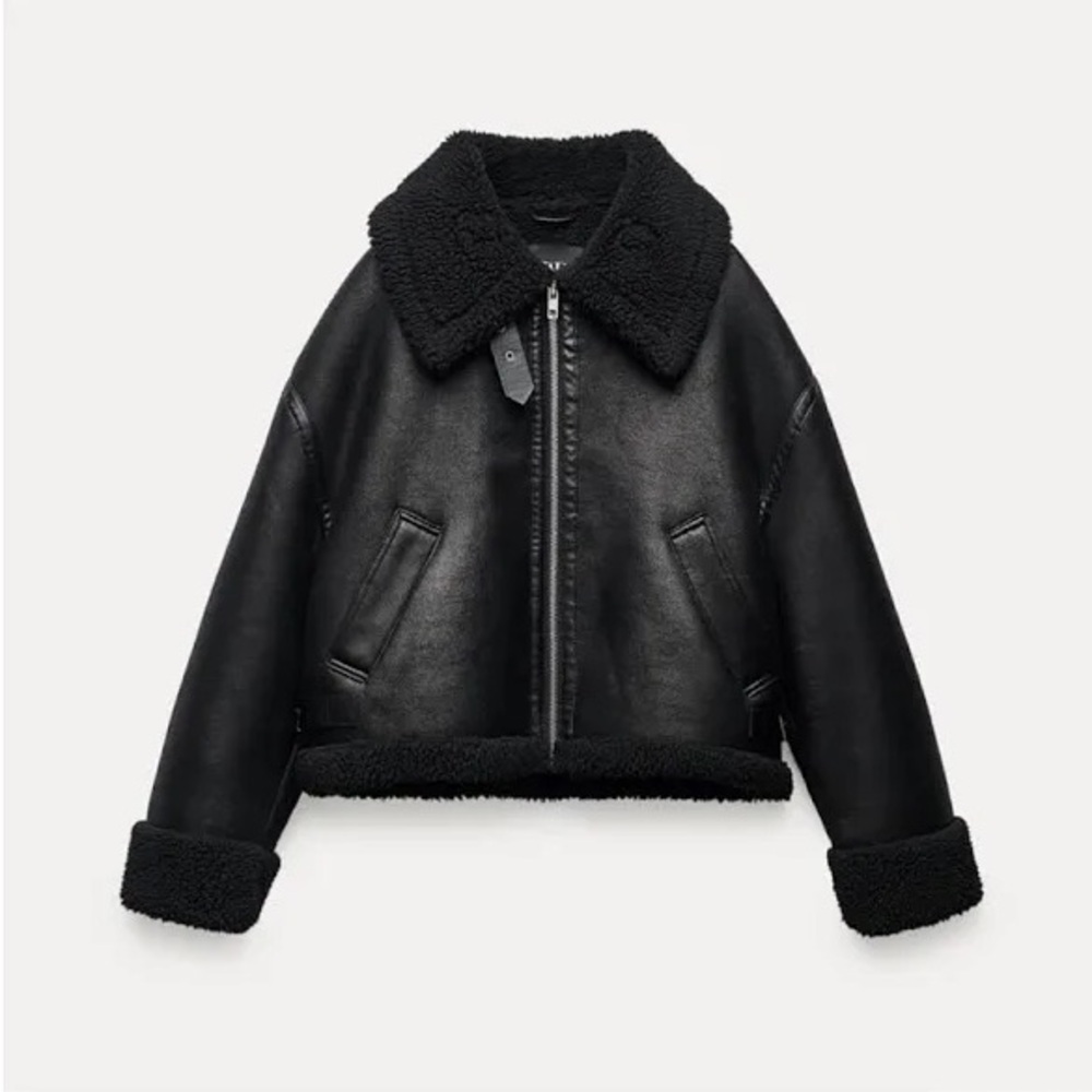 Zara ZW Collection Double-Faced Biker Jacket Size L